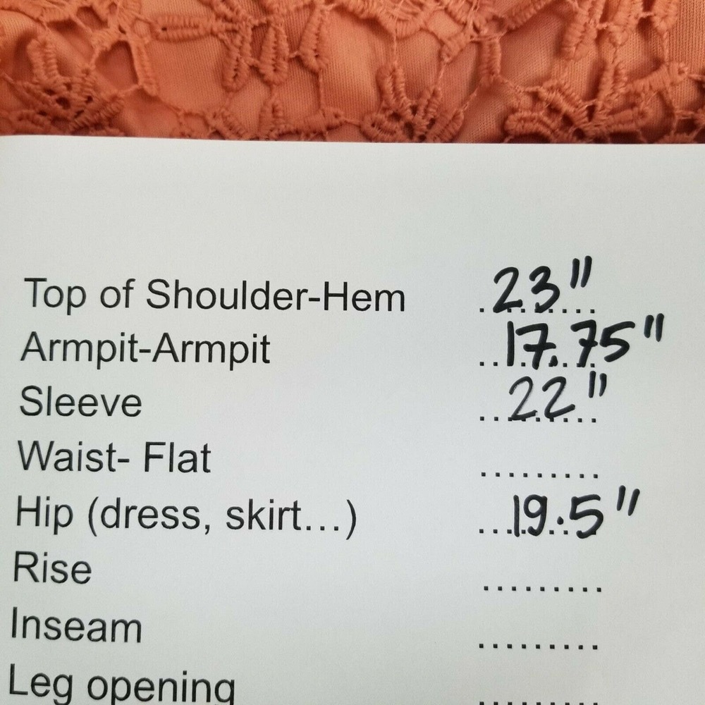 ADIVA NEW Romantic Crochet Lace Blouse Top Lined Orange Women's Size Small - Picture 12 of 12